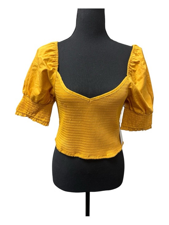 coco + jaimeson Tops - NWT Coco Jaimeson Smocked Crop Top Mustard Puff Sleeve Cottagecore Boho